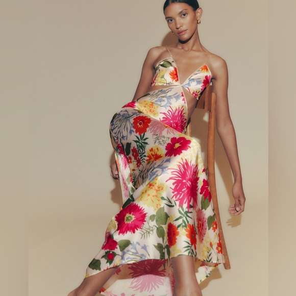 Reformation Dresses & Skirts - Reformation Poppies Silk Dress Fabrizia Floral Maxi Sz 2